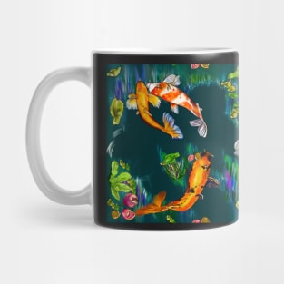 Best fishing gifts for fish lovers 2022. Koi fish swimming in a koi pond Pattern 4 fish Mug